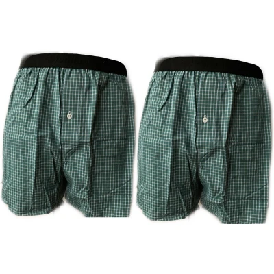 Afbeelding van Embrator 2 stuks mannen Boxershorts geweven katoen groen/wit maat XXL