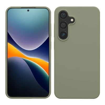 Afbeelding van kwmobile telefoonhoesje geschikt voor Samsung Galaxy S24 Hoesje met siliconen coating Smartphone case in grijsgroen
