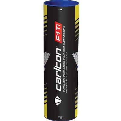 Afbeelding van Carlton Premium Badmintonbal F1 TI Wit Rood, Snel (78 Grains), voor Toernooi en Clubspelers (1x6 Ball Tin)