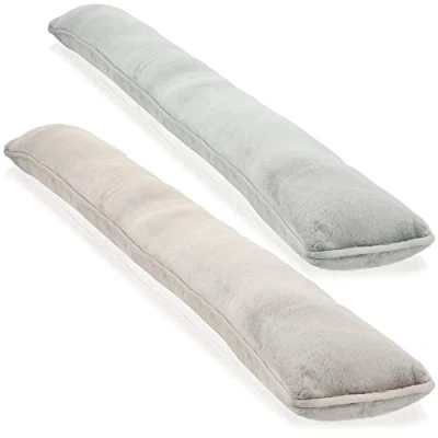 Afbeelding van COM FOUR® 2x tochtstopper voor deuren en ramen microvezel windstopper bespaar energie met 1kg deurstopper (02 stuks taupe/grijs)