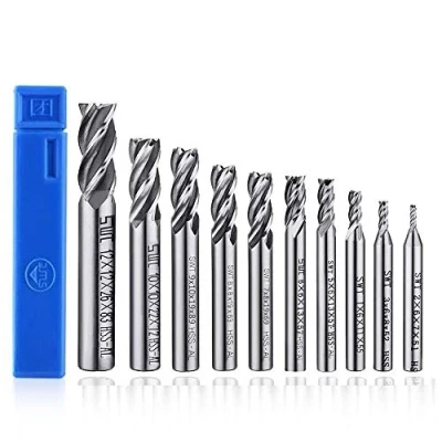 Afbeelding van ASNOMY 10 stuks freesboor, 4 fluiten eindmolen, bits HSS CNC cilinderschacht, snijgereedschap voor hout, aluminium, staal, titanium, 2/3/4/5/6/7/8/9/10/12 mm