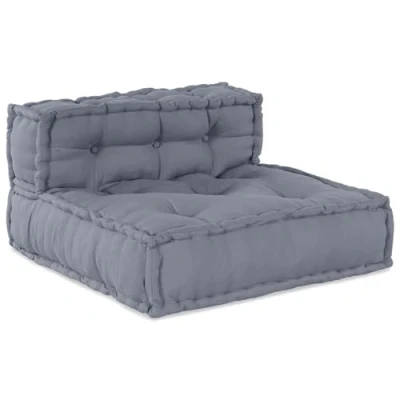 Afbeelding van vidaXL Pouffe Set van 4 Grijs Katoen Tafel pouffe, 70x70x36 cm