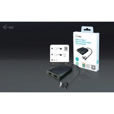 Afbeelding van i tec USB A/USB C Dual 4K/60 Hz HDMI Video Adapter