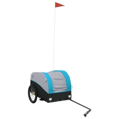Afbeelding van vidaXL Fietstrailer 30 kg ijzer zwart en blauw
