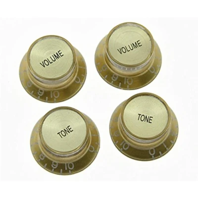 Afbeelding van KAISH 4x Gitaar Reflector Knoppen Top Hoed Voor Epiphone Les Paul SG 4pcs Gold w/Gold