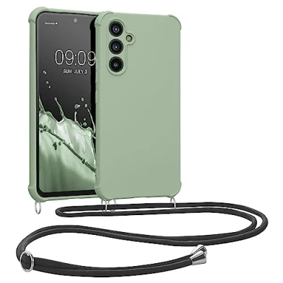 Afbeelding van kwmobile telefoonhoesjegeschikt voor Samsung Galaxy A54 5G Hoesje van siliconen met telefoonkoord In grijsgroen