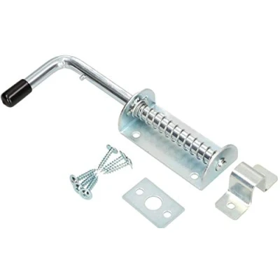 Afbeelding van KOTARBAU® Veergrendel, boutgrendel, grenzelgrendel, zilver, roestvrij, rubberen greep, weerbestendig, met vering, deurgrendel, verzinkt, 200 mm