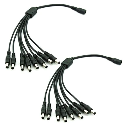 Afbeelding van Security 01 1 tot 8 weg DC Power splitter kabel zwart, stekker 5,5 mm x 2,1