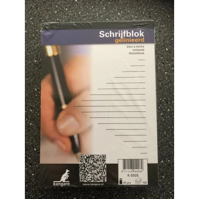 Afbeelding van Kangaro schrijfblok A5 lijn 60grs 100 blad 5 stuks