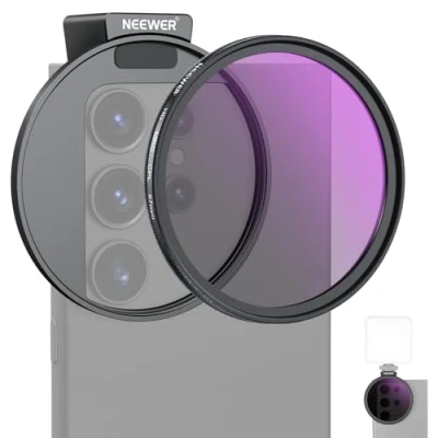 Afbeelding van NEEWER 67 mm CPL filter voor telefoon, HD polarisatiefilter en telefoonclip koude schoenen, inclusief draagtas lensreinigingsdoek, compatibel met Galaxy S24 serie iPhone 15 Pro Max 14