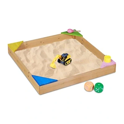 Afbeelding van zandbak 4 zitjes 11,5 x 90 cm kinderzandbak bouwpakket dennenhout naturel