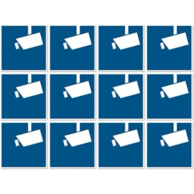 Afbeelding van Bewakingscamera/videobewaking, biedteken volgens DSGVO/BDSG DIN 33450 sticker: Ø 2,5 cm, 12 stuks