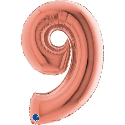 Afbeelding van Folieballon cijfer &#039;9&#039; rosé goud (100cm)