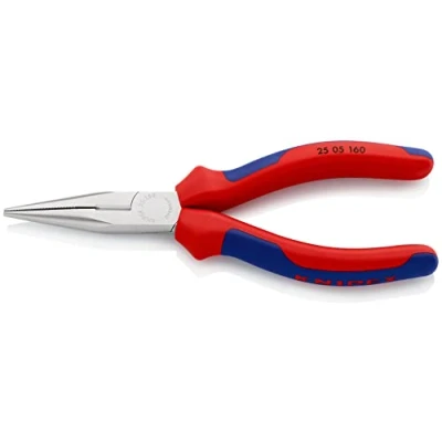 Afbeelding van Knipex Platspitse tang met zijsnijder (radiotang) verchroomd, meer componentengrepen 160 mm (zelfbedieningskaart/blister) 25 05 SB