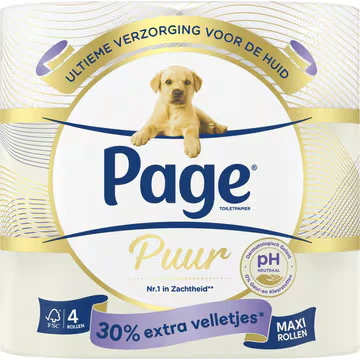 Afbeelding van Page Toiletpapier Puur 3 laags 4 stuks