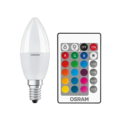 Afbeelding van OSRAM LED lamp Lampvoet: E14 Warm wit 2700 K 5,50 W mat Retrofit RGBW lamps with remote control [Energie efficiëntieklasse A+] 4 stuks