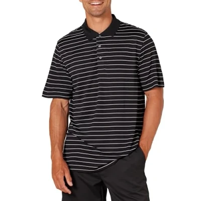 Afbeelding van Amazon Essentials Regular fit sneldrogend golfpoloshirt voor heren (verkrijgbaar in groot en lang), zwart wit krijtstreep, medium