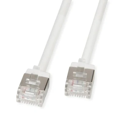 Afbeelding van ROLINE U/FTP DataCenter Patchkabel Cat.6A (Klasse EA), LSOH, dun, extra korte stekker, wit, 1 m