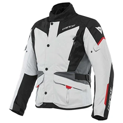 Afbeelding van Dainese Tempest 3 D Dry, herenjas voor motorfiets touring, waterdichte jas, uitneembare thermische voering, beschermers op schouders en ellebogen, ijsgrijs/zwart/lava rood, 54