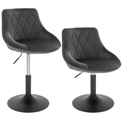 Afbeelding van WOLTU 2 X Barkruk Barstoelen zitting in Fluweel Poten metalen,krukken Donkergrijs hoogte verstelbaar BH242dgr