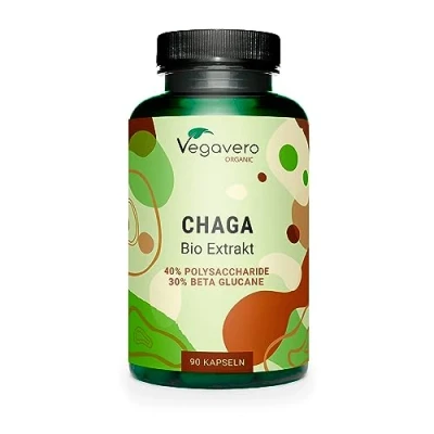 Afbeelding van Vegavero BIOLOGISCHE Chaga Paddestoelen capsules UNIEK: 600 mg organisch extract (10:1) 6.000 40% polysachariden 30% bèta glucanen Laboratorium getest Geen toevoegingen