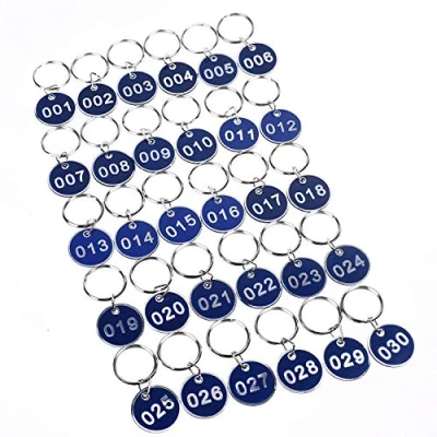 Afbeelding van Sleutelhanger van aluminium en kunststof, 30 mm (blauw, 1 100)