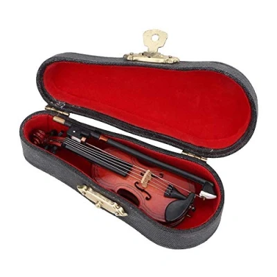 Afbeelding van Miniatuur vioolmodel, 1:12 poppenhuis mini houten instrument vioolmodel met doos woondecoratie en muziekliefhebbers beste kinderkamerdecoratie
