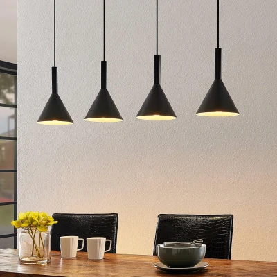 Afbeelding van Arcchio hanglamp 4 lichts staal E27 zwart, wit