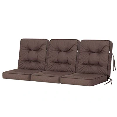 Afbeelding van Bankkussen voor tuinmeubelen, tuinbank, kussen schommelbank, tuinschommelkussen, zitkussen, stoelkussen, indoor/outdoor, bruin, 150 cm (3 x 50 cm)