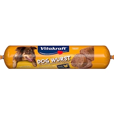 Afbeelding van Vitakraft Hondenworst, met kippenvlees, als hoofdvoer of lekkernij, vlezige hondensnack, voorraadmaat, zonder toegevoegde suiker (1 x 1 kg)