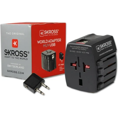Afbeelding van Skross Wereldadapter MUV USB Reisadapter voor 220+ Landen Incl. Vliegtuig Audio Verloop Oplader Compact