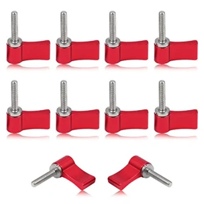 Afbeelding van SPEEDWOX 10 stuks mannelijke draadsnijknop, M4 20 mm verstelbare duimhendel schroef, roterende knop met enkele vleugel, rode aluminiumlegering