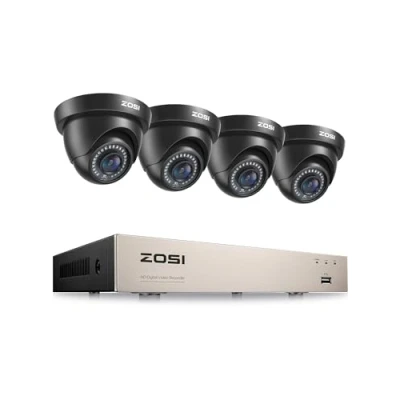 Afbeelding van ZOSI H.265 1080P bewakingscamera set met 8CH 5MP Lite DVR recorder zonder harde schijf, 24 m nachtzicht, bewegingsdetectie onmiddellijke waarschuwing en toegang op afstand via gratis app