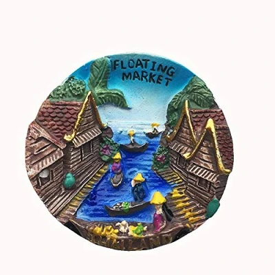Afbeelding van Drijvende markt van Bangkok Thailand 3D Koelkast Magneet Reizen Souvenir Cadeau, Huis &amp; Keuken Decoratie Magnetische Sticker Collectie