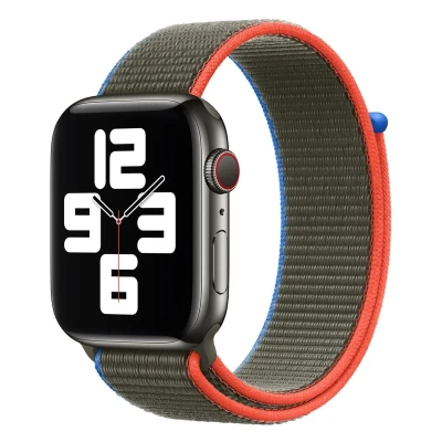 Afbeelding van Apple Watch bandje Origineel Textiel Donkergroen Geschikt voor Series 1/2/3/4/5/6/7/8/9/10/SE/Ultra/Ultra 2 (44/45/46/49 mm) Olive
