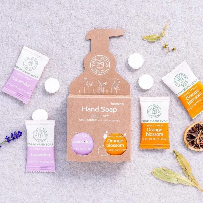 Afbeelding van The Green Lab Co. Handzeep Tablet Refill Oranjebloesem &amp; Lavendel 4ST