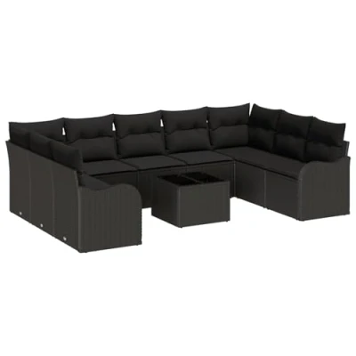 Afbeelding van vidaXL 10 delige Tuin Sofa Set met Kussens Beige Poly Rattan