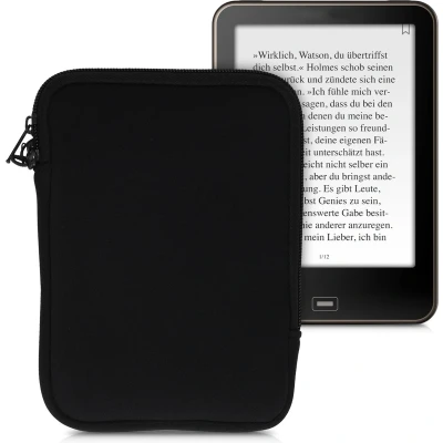 Afbeelding van kwmobile Beschermtas voor eReader Neopreen Tas Hoes Cover Case Beschermhoes Zwart Binnenmaten 17 x 12 2 cm