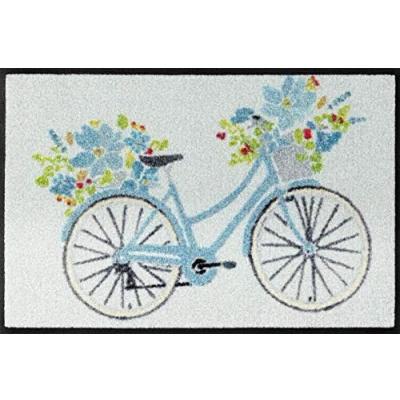 Afbeelding van wash+dry by Kleen Tex Mat Daisy Inloopmat, motief fiets, geschikt voor binnen en buiten, wasbaar