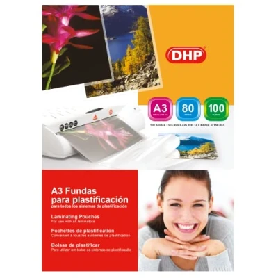 Afbeelding van DHP Lamineerhoezen, A3, 80 micron, glanzend, doos met 100 stuks