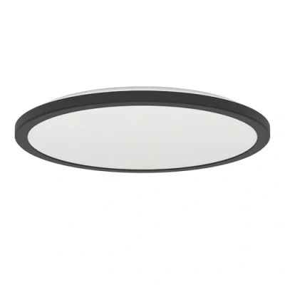 Afbeelding van Eglo LED plafondlamp Rovito, ronde badkamer plafonnière met afstandsbediening, badkamerlamp plafond van kunststof in zwart en wit, plafondverlichting warm wit koud IP44, Ø 39 cm