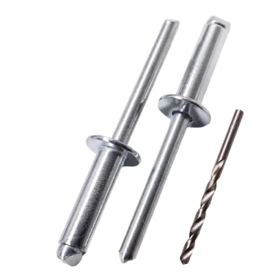 Afbeelding van SKIR&#039;CO (200 stuks) Verzinkte stalen blindklinknagels 6,0 x 18 mm, doorn, popklinknagels, koepelkop, DIN 7337 klinknagels, boor inbegrepen