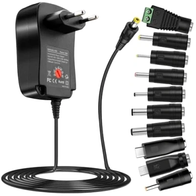 Afbeelding van universele voedingsadapter 41W AC naar DC 6V 9V 12V 15V 18V 20V 24V 1A 1.5A 2A AC/DC adapter schakelvoeding oplader met 5V USB poort en 10 stekkers