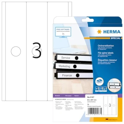 Afbeelding van Herma Suspension file labels white 63x297 SuperPrint 75 pcs