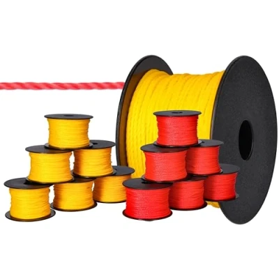 Afbeelding van ToolSpace 12x Metselkoord 50m x 1,6mm 6x rood, geel polypropyleen zijde schietlood sterkte pleisterlijn duurzaam &amp; scheurbestendig voor waterpas