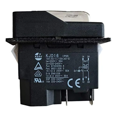 Afbeelding van KEDU KJD16 4Pins elektromagnetische schakelaar met stroomuitval en onderspanningsbeveiliging drukknopschakelaar voor industriële gereedschapsmachines AC 220 240 V 16A 2 PS 16 (12) A 10 (8) 250 5E4 IP55