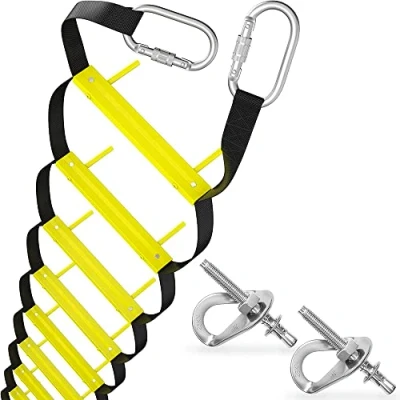 Afbeelding van Brandtrapladder 8 m 3 Verdieping Ankers inbegrepen Touwladder Brandtrap voor Woningen 3e Draagbaar, opvouwbaar en compact Noodladder Geschikt Balkon &amp; Ramen