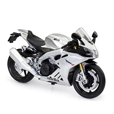 Afbeelding van TURBO CHALLENGE Moto Aprilia RSV4 1000 RR Die Cast 029929 1/12 Vrijloopvoertuig Zilver Metaal Kinder Speelgoed Cadeau Vanaf 3 jaar