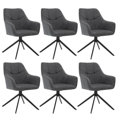 Afbeelding van WOLTU Eetkamerstoelen, draaibaar, set van 6, stoel, eetkamer, eettafel, keukenstoel, draaistoel, beklede stoel met armleuningen, gestoffeerde armleuning, chenille en corduroy, metalen poten,