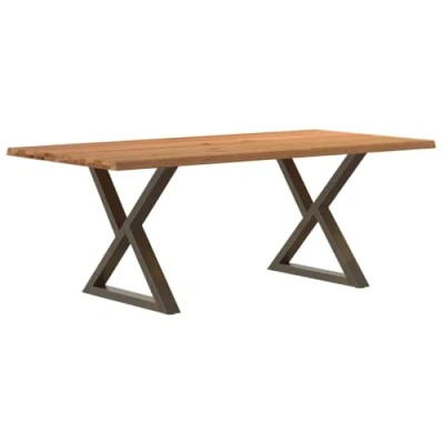 Afbeelding van vidaXL Eettafel met natuurlijke rand 200x100x74cm eikenhout lichtbruin